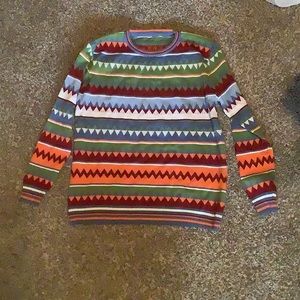 Round Neck Standard Color Block Fall Loose Sweater